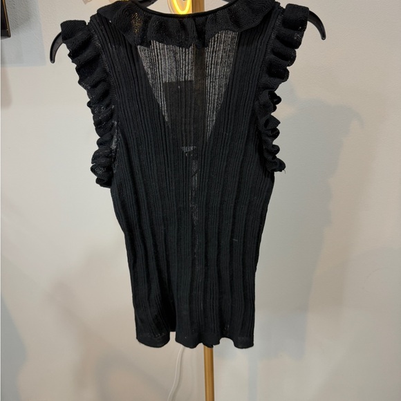 Zara Black Ruffle-Front Knit Top - Picture 8 of 8